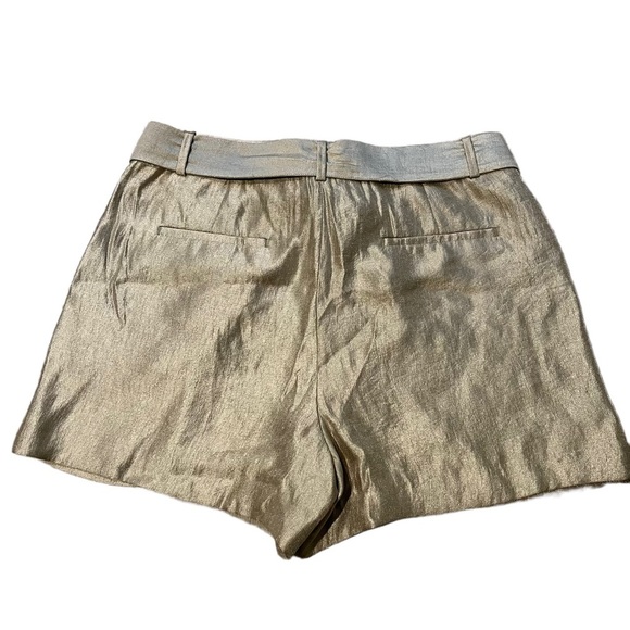 LOFT Champagne Shimmer Pleated Tie Waist Shorts - Picture 5 of 11